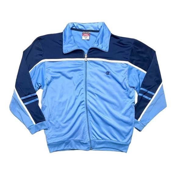 Champion Full Zip Two Tone Blue Jacket Youth XL (18) Y2K Casual Fall Spring - Picture 1 of 7